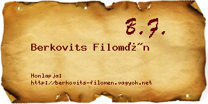 Berkovits Filomén névjegykártya